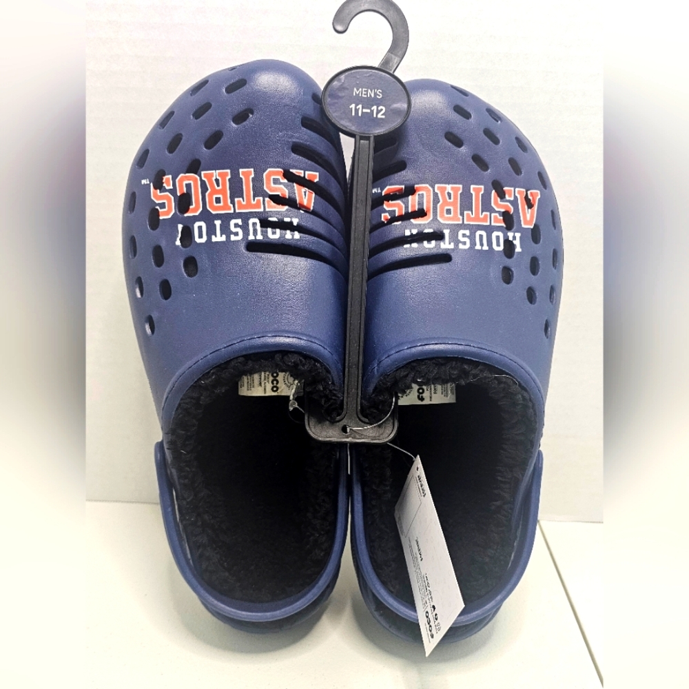 Mens Size 11-12 MLB Houston Astros Sherpa Lined Clogs
